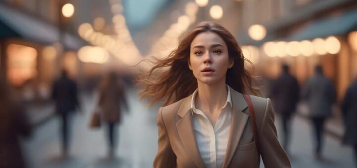 девушка спешит